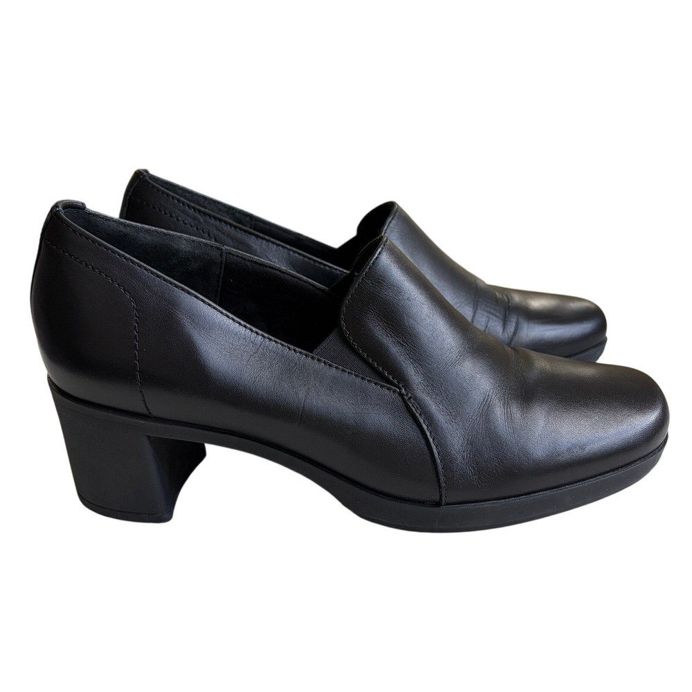 Munro Jemma Comfort Pumps Black Leather Closed Toe Block Heel Women's 9M EUC